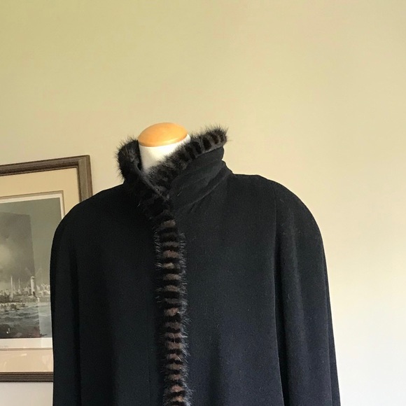 London Fog Mink-Trimmed Wool Coat - Picture 5 of 14